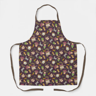Tablier Jardin Floral Marron