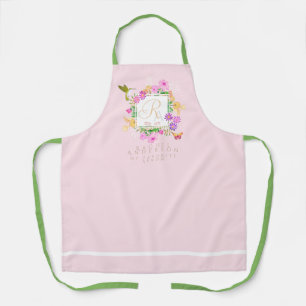 Tablier Jardin Floral Monogramme Rose