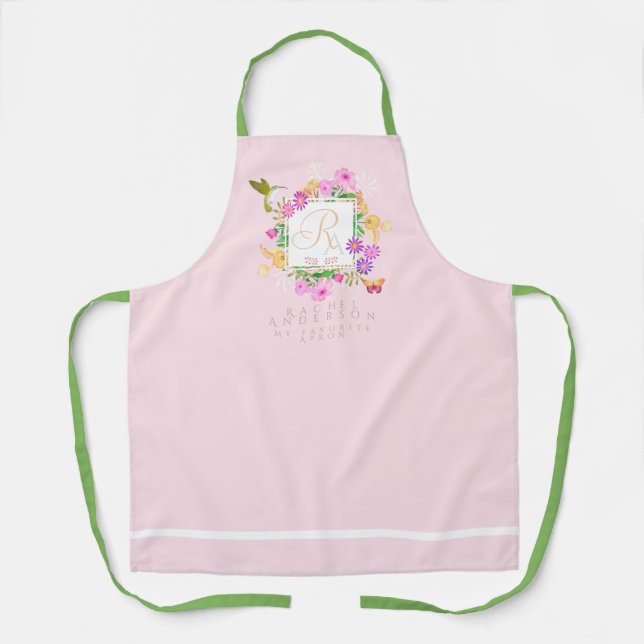 Tablier Jardin Floral Monogramme Rose (Recto)