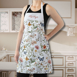 Tablier Jardin floral papillon de fleurs sauvages personna