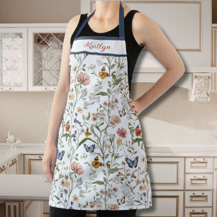 Tablier Jardin floral papillon de fleurs sauvages personna
