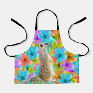 Tablier Jardin Joueur : Meerkat au milieu des fleurs trico