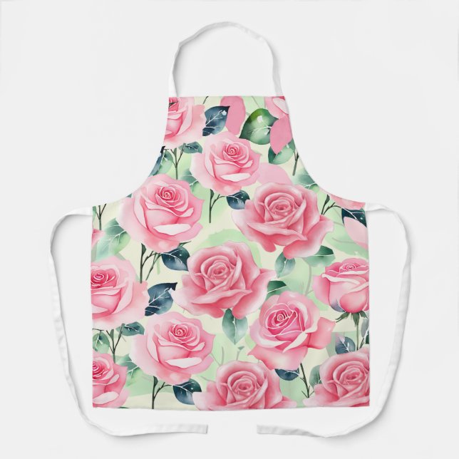 Tablier Jardin rose : Fleur dans le style (Recto)