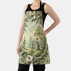 Tablier Jardin vintage floral sauge vert