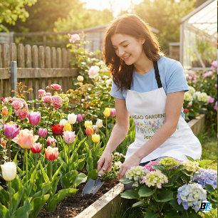 Tablier Jardinier en chef personnalisé Aquarelle Floral Cu