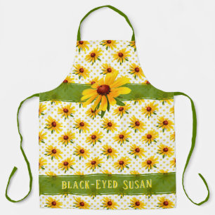 Tablier Jaune aux yeux noirs Susan Floral Photo Polka-Dots