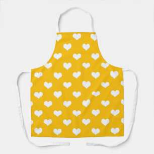 Tablier Jaune Blanc Amour Coeur Design Motif