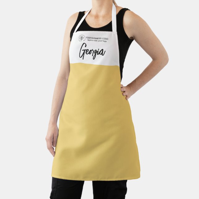 Tablier Jaune doux blanc avec nom et logo d'entreprise (Insitu)