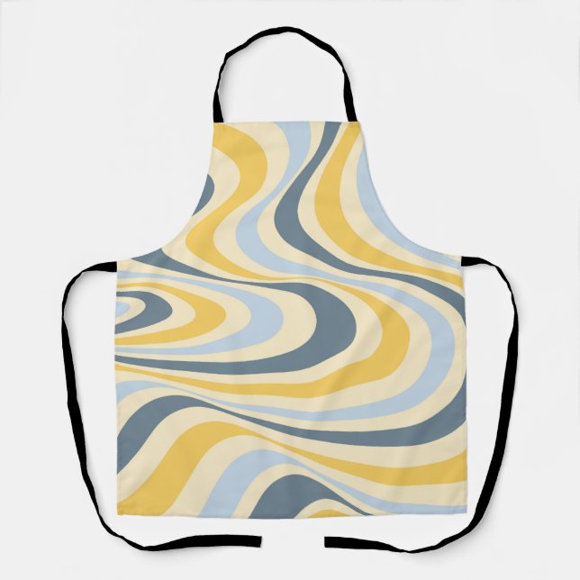 Tablier Jaune et bleu abstrait design tourbillon (Recto)