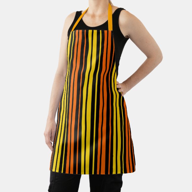 Tablier Jaune et orange rayures verticales noires   (Insitu)