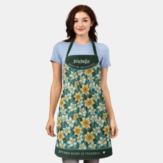 Tablier Jaune jonquille botanique personnalisée
