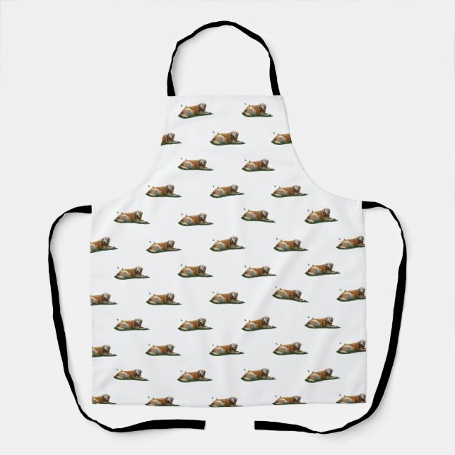 Tablier Jaune Labrador Mixte Race Dog Apron (Recto)