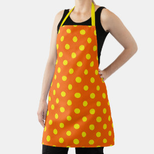 Tablier Jaune Sur Orange Pois Design Motif