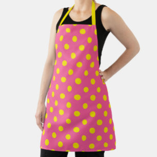 Tablier Jaune sur rose Pois Design Motif