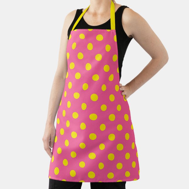 Tablier Jaune sur rose Pois Design Motif (Créateur téléchargé)