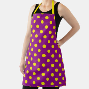 Tablier Jaune sur violet Pois design Motif