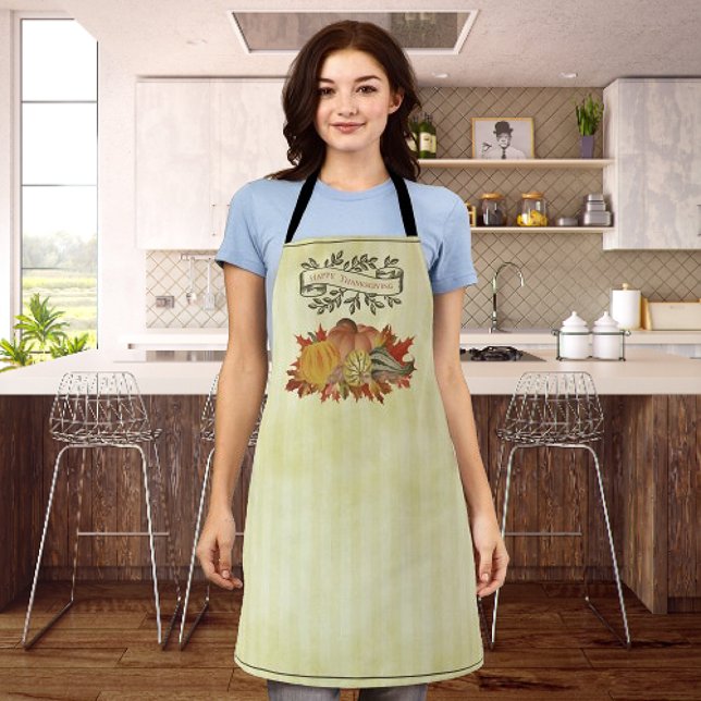 Tablier Jaune Thanksgiving Citrouilles et Squash (Yellow Thanksgiving Pumpkins and Squash Apron)