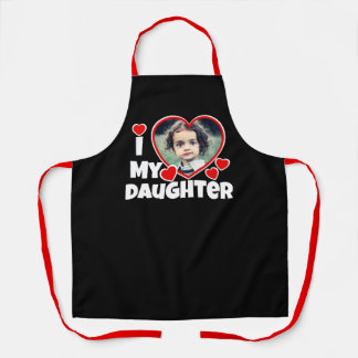 Tablier J'Coeur Ma Fille Photo Personnalisée Noir