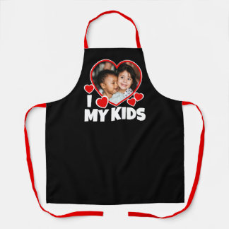 Tablier J'Coeur Mes Enfants Photo Personnalisée Noir