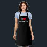 Tablier Je coeur boulettes de viande Funny personnalisé ta<br><div class="desc">J'ai coeur boulettes de viande Drôle tablier de cuisine noire personnalisée pour les hommes et les femmes. Personnalisable J'aime le design modèle. Tabliers de cuisine tendance de toutes les couleurs. Idée cadeau mignonne pour amis,  famille,  chef,  cuisinier,  maman,  papa,  amateur de viande etc.</div>