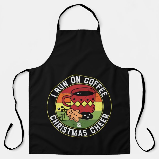 Tablier Je cours sur le café et la fête de Noël (Recto)