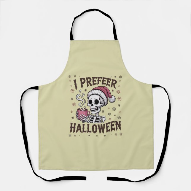 Tablier Je préfère Halloween Épouvantable Xmas Squelette G (Recto)
