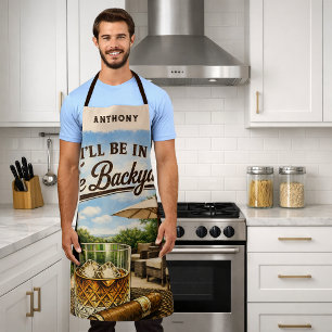 Tablier Je serai dans le jardin, amateur de bourbon et de
