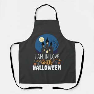 Tablier Je suis amoureux du château hanté d'Halloween_1