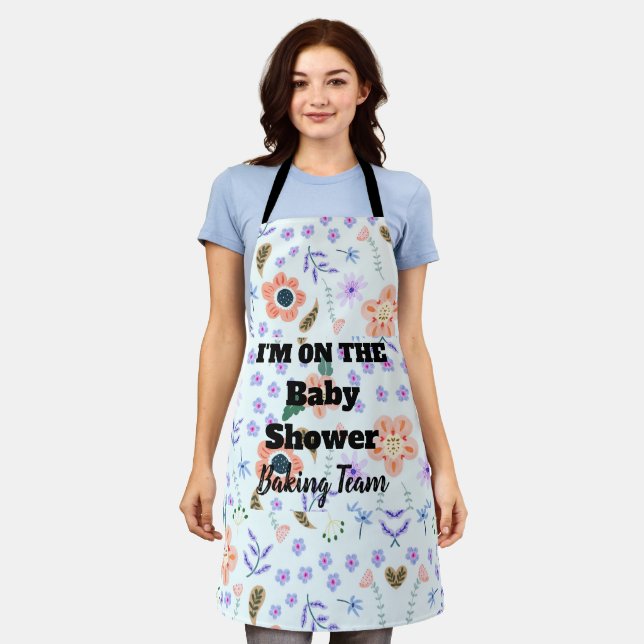 Tablier JE SUIS DANS L'Équipe Baby shower Flower (Porté)