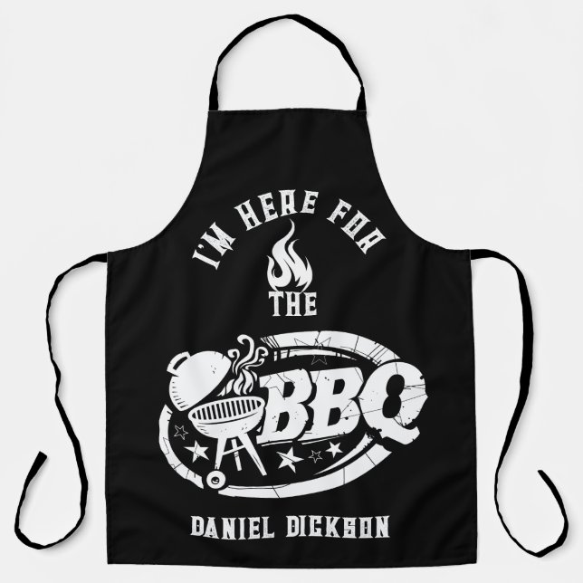 Tablier Je suis ici pour le barbecue (Recto)