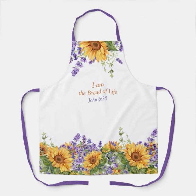 Tablier Je suis le pain de la vie des tournesols (Recto)