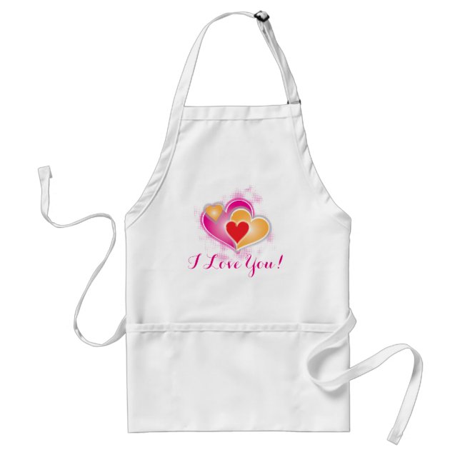 Tablier Je t'aime Cœurs roses Cadeau romantique (Devant)