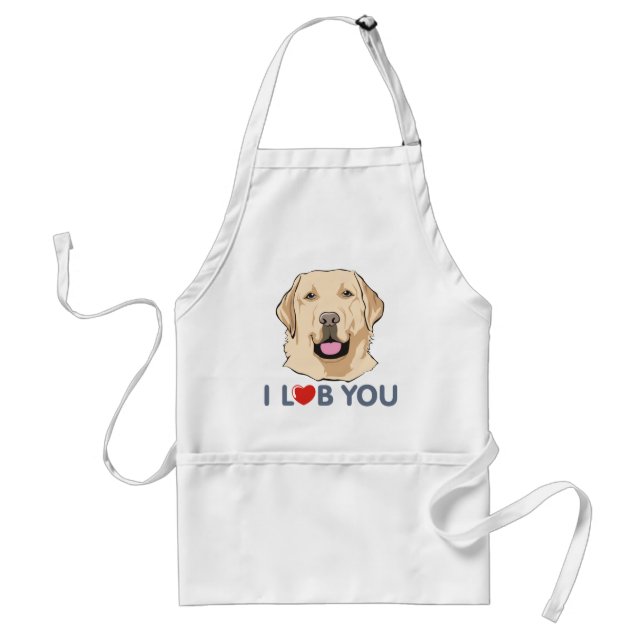 Tablier Je t'aime thème d'or de labrador retriever (Devant)