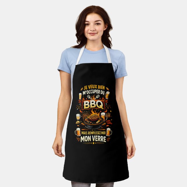 Tablier Je Veux Bien M'Occuper Du BBQ Homme Humour (Porté)