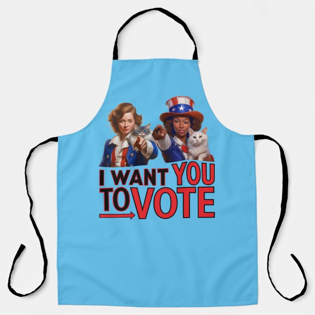 Tablier JE VEUX QUE VOUS VOTIEZ (Mesdames au chat) (Recto)