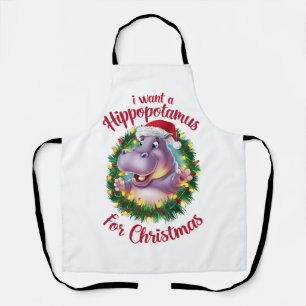 Tablier Je Veux Un Hippopotame Pour Noël Hippo De Noël