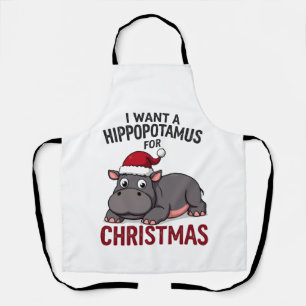 Tablier Je veux un hippopotame pour Noël - Xmas Hippo (