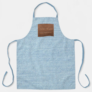 Tablier Jeans bleu moderne Texture Patch en cuir