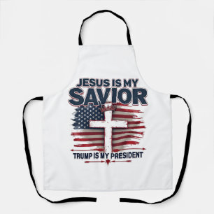 Tablier Jésus est mon sauveur Trump est mon président drôl