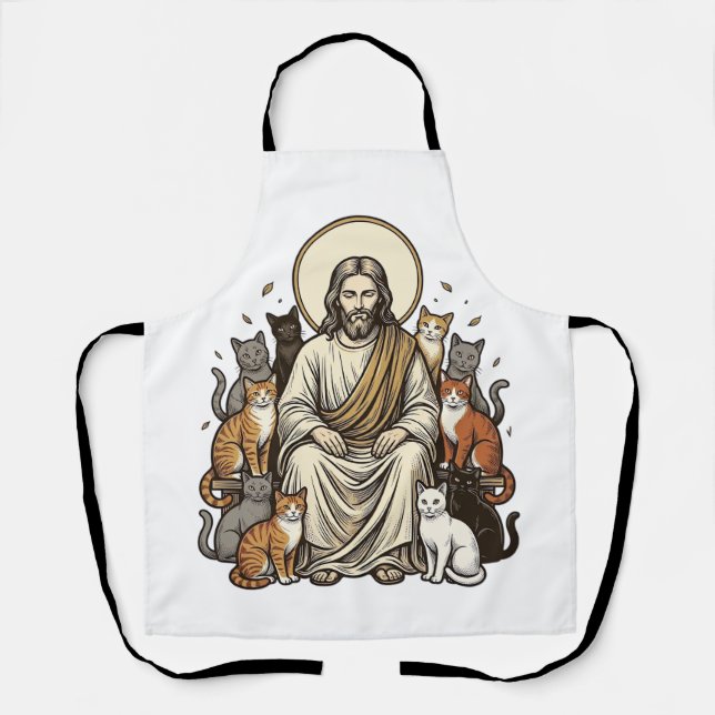 Tablier Jésus et Chats Vintage (Recto)