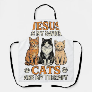 Tablier Jésus et les chats sont ma thérapie Vintage T-shir