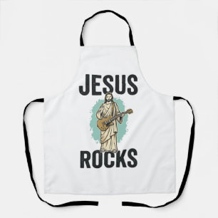 Tablier Jésus joue de la guitare gravure chrétienne vintag