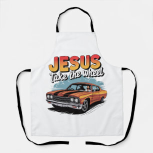 Tablier Jesus Prend le Volant Voiture Musclée Vintage