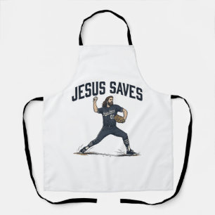 Tablier Jésus Sauve Lanceur de Baseball Vintage Gravure Sh