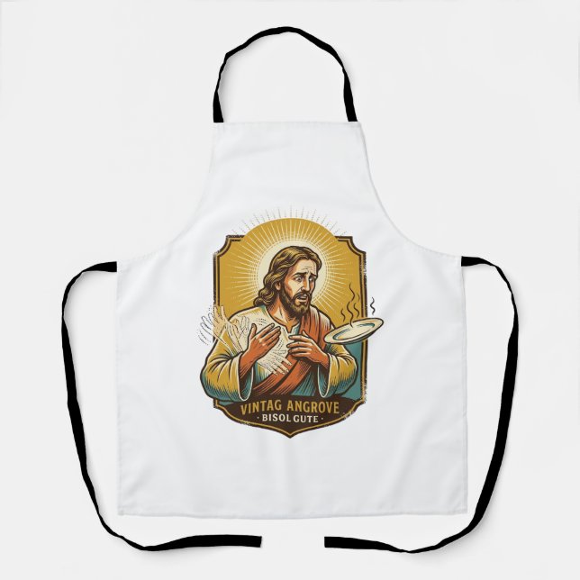 Tablier Jésus s'est brûlé le doigt en sortant une assiette (Recto)