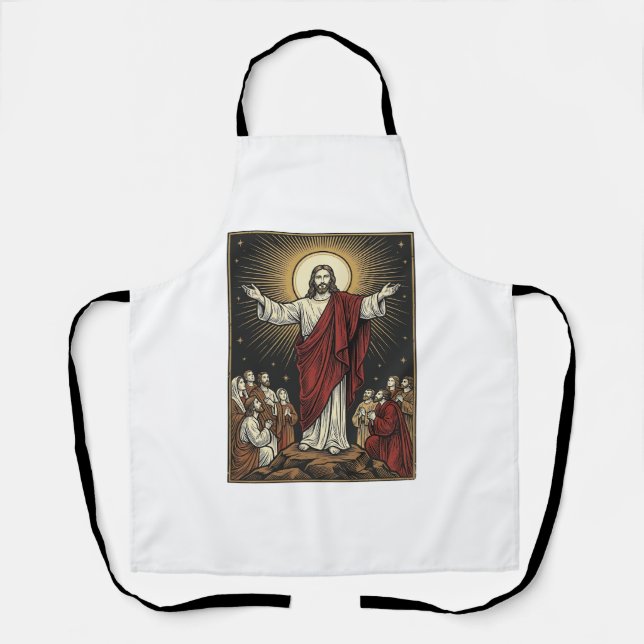 Tablier Jésus vintage gloire radieuse gravure chrétienne D (Recto)