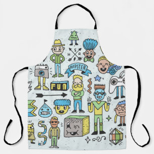 Tablier Jeu de gribouillis 2. Main vintage colorée