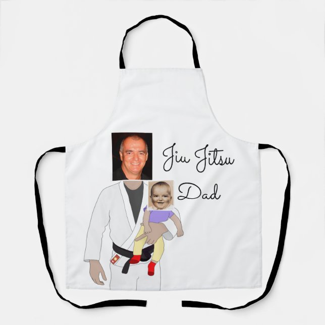 Tablier Jiu Jitsu Papa photos personnalisées et texte manu (Recto)