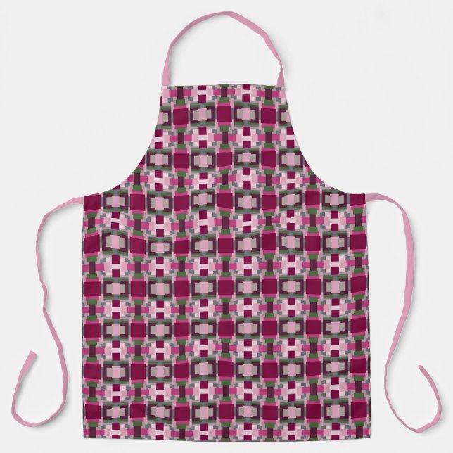 Tablier Joli Bloc De Couleurs Rose Et Vert (Recto)