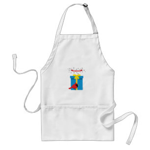 Tablier Joli Cardinal Rouge Avec Cadeau Bleu